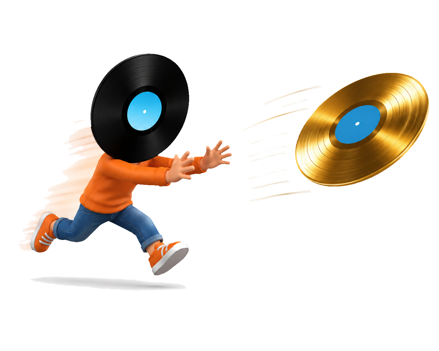 Our mascot chasing after a gold record