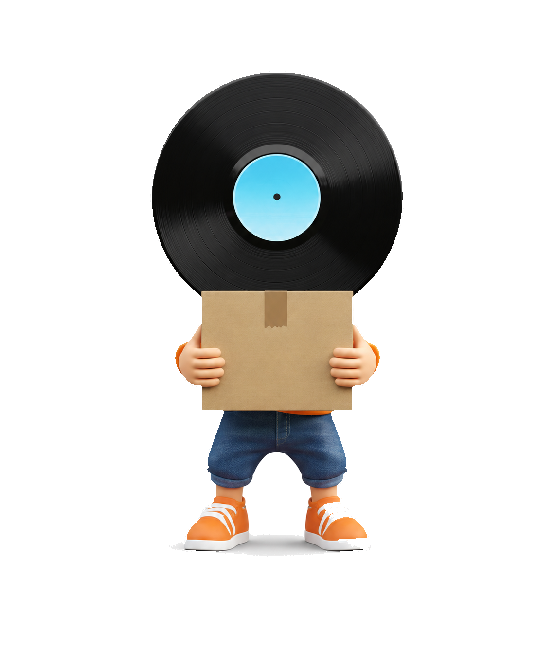 Our mascot holding a shipped package